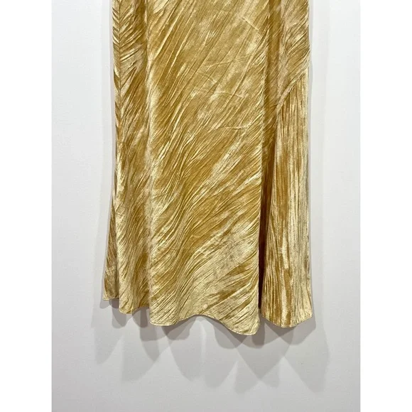 Free People Noa Velvet Slip Skirt in Gold - Picture 4 of 9